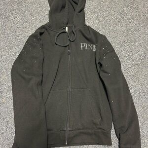 🖤5/$10 PINK Victoria's Secret Black Hoodie with Rhinestone Accents